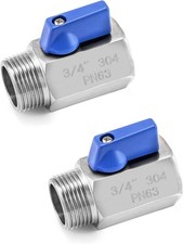 Mini Ball Valve 3/4 NPT Female x Male 304 Stainless Steel Shut-Off, 4 Pack