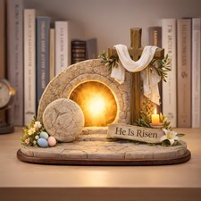 He Is Risen Empty Tomb 2 Layer Wooden Block, Easter Decor, Christian Resurrectio