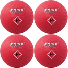 Champion Sports Nylon Wound 2-Ply Red Playground Ball, 10-Inch 4-Pack 