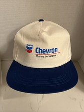 Vintage Chevron Marine Lubricants Adjustable Snapback White Blue Hat
