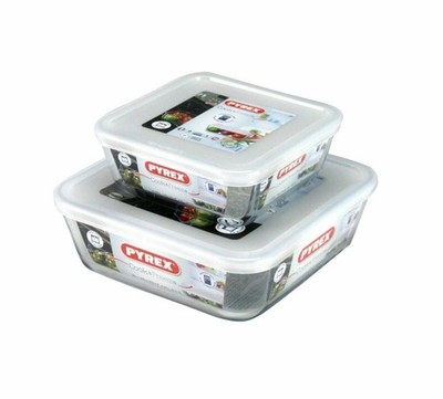Pyrex Cook&Freeze Vorratsdosen mit Deckel Borosilikatglas Vorratsglas quadrat