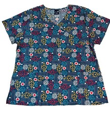 Zoe Chloe mock wrap V-neck 2 pockets women's short sleeve scrub top- XL