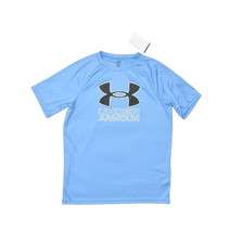 Under Armour Boys' Regular Size YXL Blue Tech Hybrid Print Short Sleeve Tee NEW