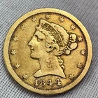 1844-O $5 Liberty Gold Coronet Head Half 1/2 Eagle No Motto New Orleans Coin