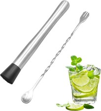 GOEDEKE Stainless Steel Cocktail Muddler 10 Inch Bar Tool Set Mojito Kit New