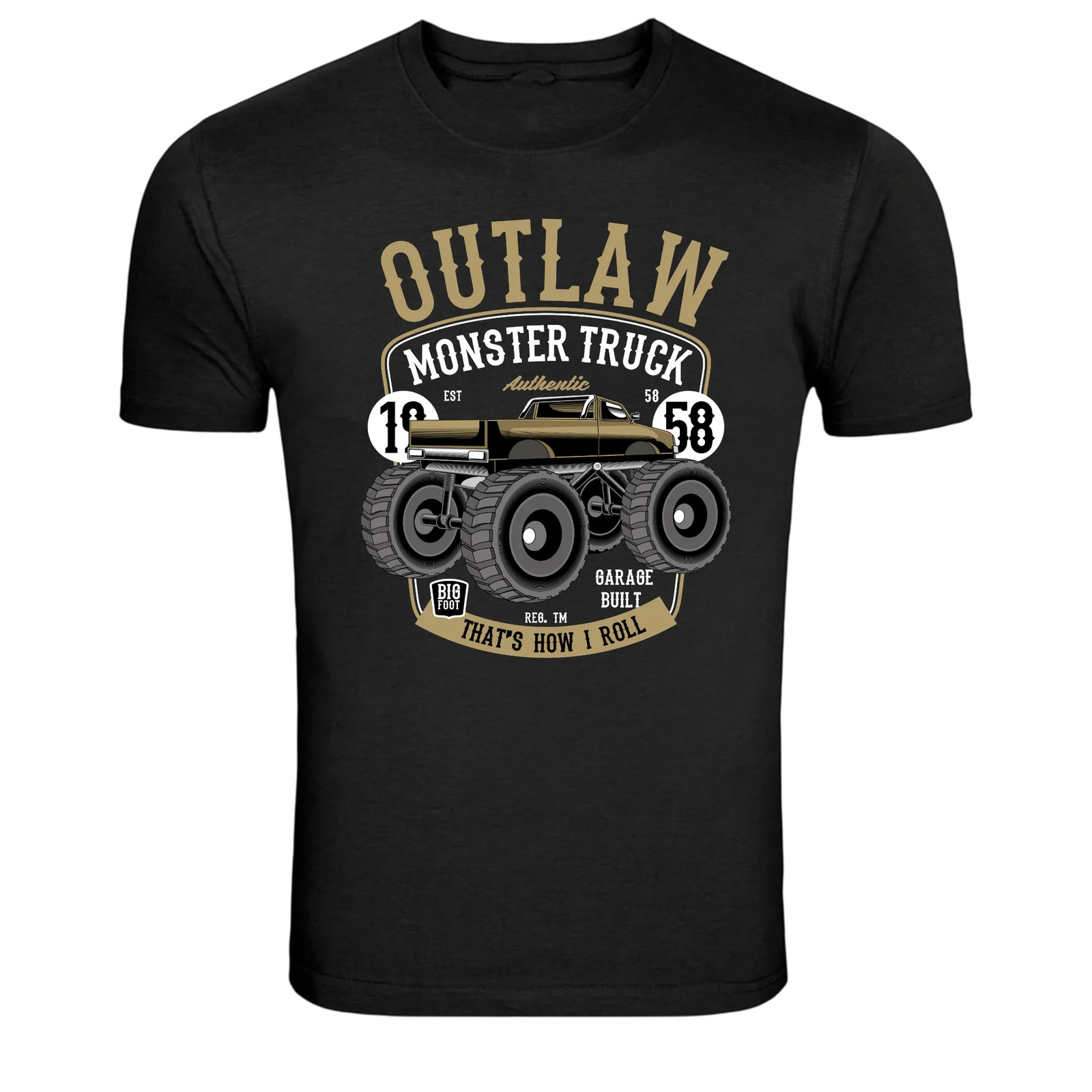 Outlaw Monster Truck Big Foot Garage Built Offroad T-Shirt