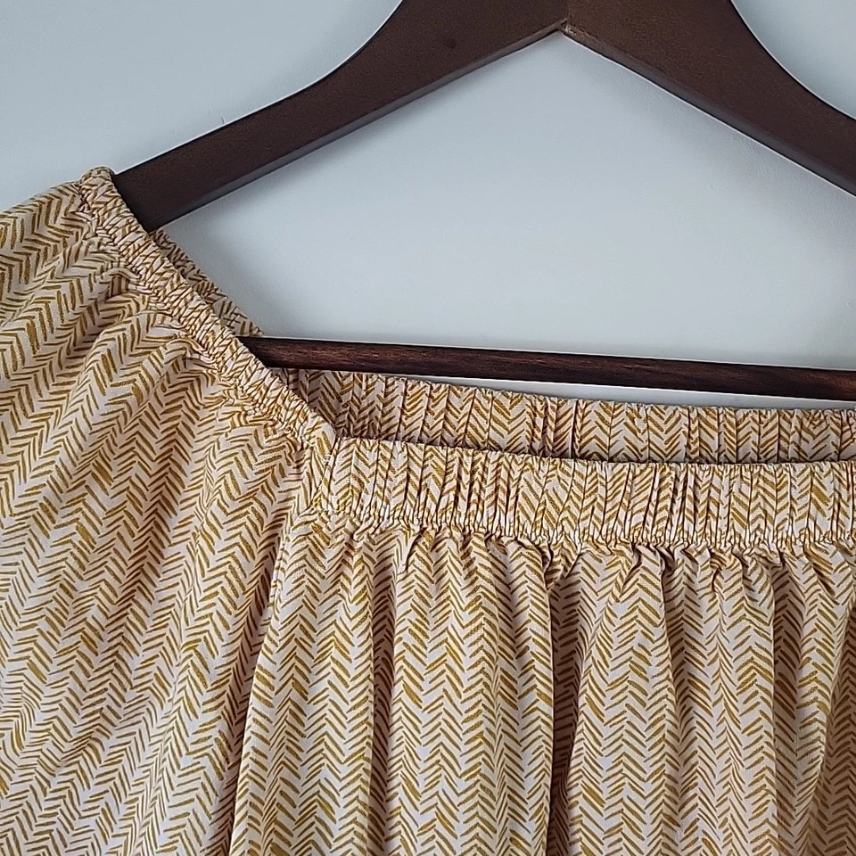 Blusa Arizona Cuello Cuadrado Patrón Amarillo Boho Mangas Hinchadas Camisa Niños XL Top Foto 4 de 4