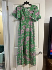 Shein Women's Dress Size Medium Green & Purple Floral Design
