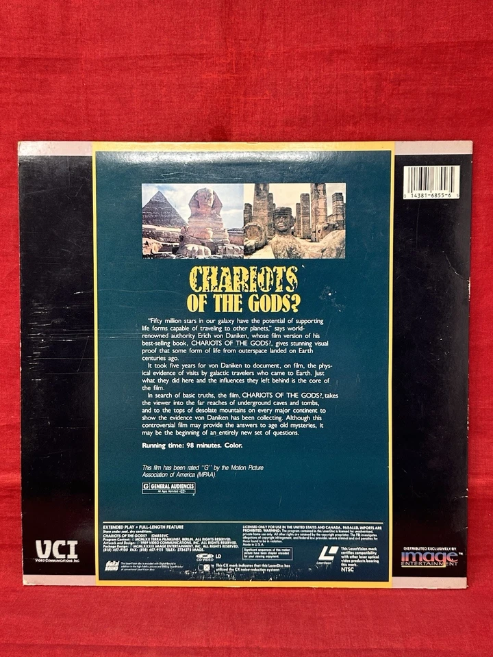 Chariots of the Gods - 12" Laserdisc RARE Erich Von Daniken Alien UFO Movie Foto 4 de 4