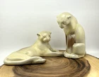 Frankoma Sitting Puma Panther Cat 114 & 116 Mid-Century Modern Tan Brown