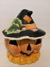 Ceramic Halloween Pumpkin With Witch Hat, Can Use A Light- Excellent Condition! — photo 3