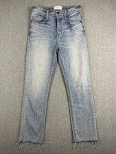 Current/Elliott Jeans Womens 26 Blue Light Wash Mid Rise Straight Raw Hem Crop