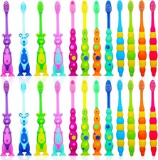 24-Piece Toddler Toothbrush Set Soft Bristle Animal Designs with Covers