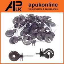 500 x Black Screw Ring Insulators Electric Fence Post Wire Rope Fencing Polywire
