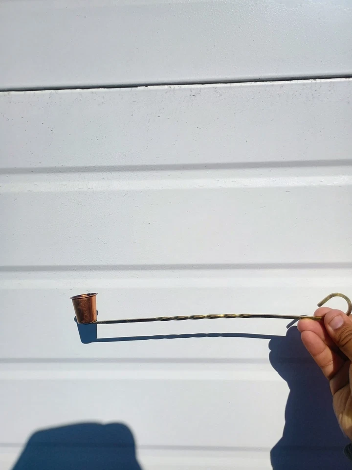 Vela de cobre vintage com cabo espiral de latão maciço 11" de comprimento - Imagem 3 de 4