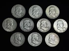 10 Lot - Franklin Half Dollars - 90% Silver - Very Fine - Mixed Dates & Mints