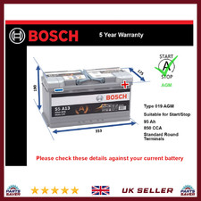 AGM Car Battery fits MASERATI GRAN TURISMO LEVANTE QUATTROPORTE Bosch