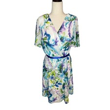 Lauren Ralph Lauren white floral sheer sleeves sun dress women's size 12