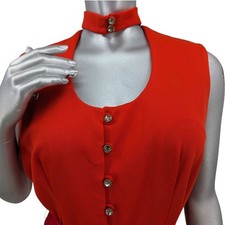 SALE Mod Vintage 60s STEPHEN O'GRADY Maxi DRESS Choker Collar Rhinestone Buttons
