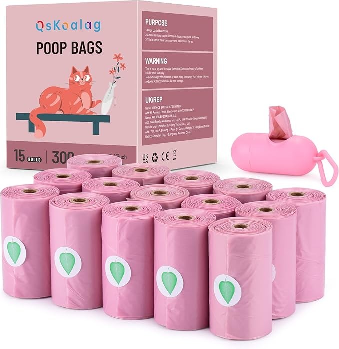 Poop Ebay Biodegradable Pink Dog Poo Bags Lavender scent with Dispenser - 300 ...