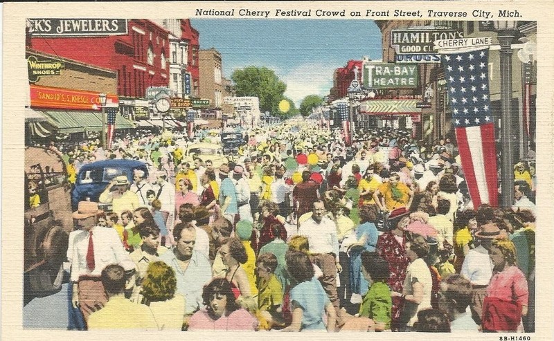 Vintage Traverse City downtown Cherry Festival post card