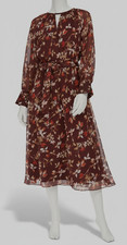 Calvin Klein Women's Brown Printed Round-Neck Midi Dress Size 6