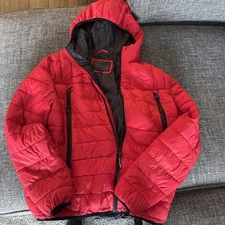 Perry Ellis Portfolio Outwear Men's Medium Hooded Puffer Jacket RED Packable