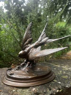 Schwalbe Vogel im Flug Bronze 1048 Gramm  Comolera signiert 