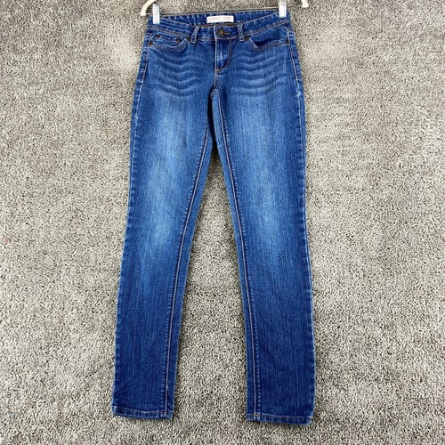 Blue Dark Denim Faded Whisker Low Rise 