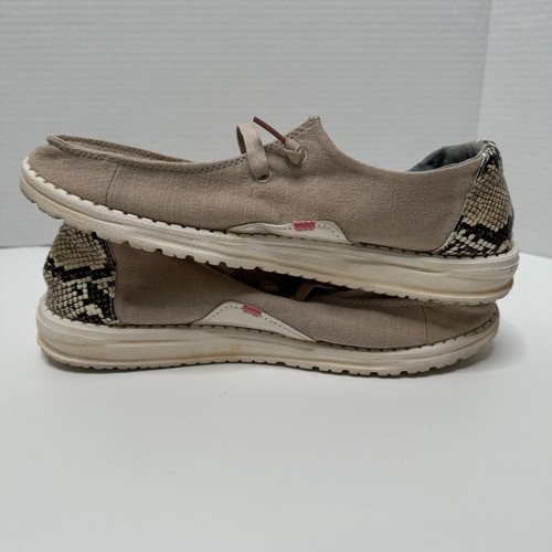 Hey Dude Wendy Python Coffee Slip On Laced Loafers Women 9 121411810 Spot on Toe - Picture 7 of 9