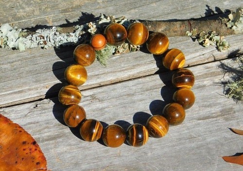 Tigerauge Armband 12 mm Natur Edelstein für Glück Wohlstand und Energie Heilung - Bild 2 von 8