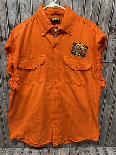 Biker Clothing Sturgis Rally 2018 78th Orange Button Down No Sleeves 3XL