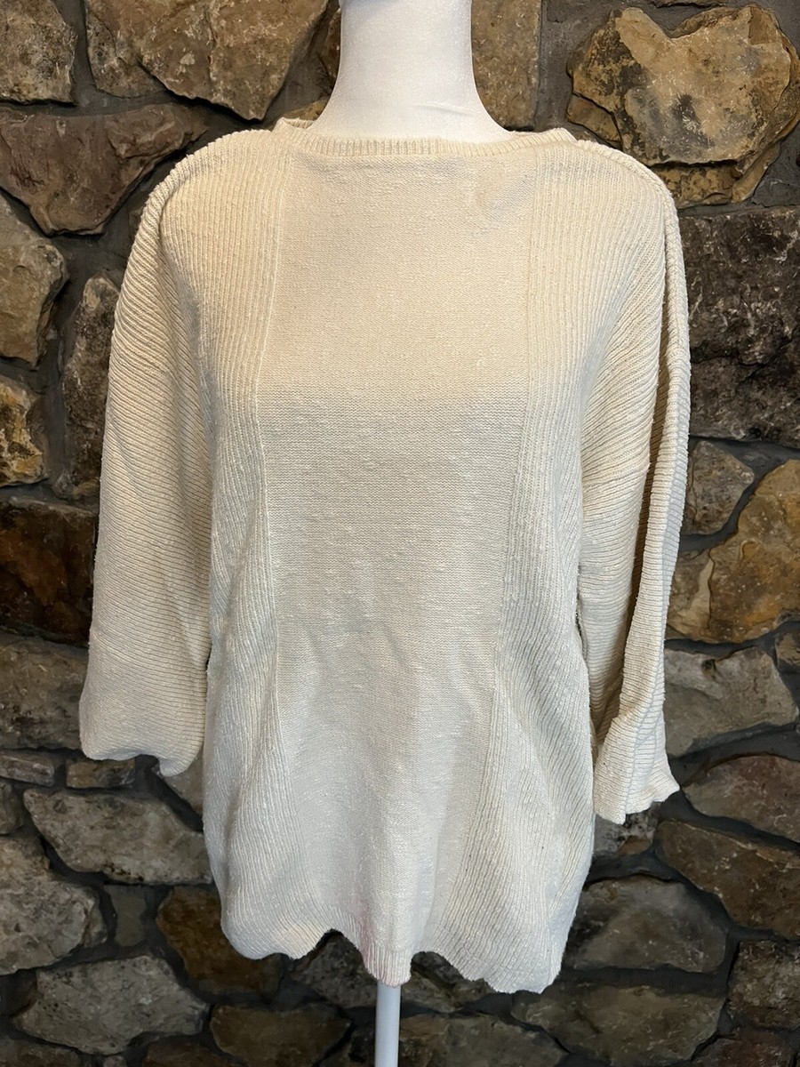 VINTAGE Sears Cardigan Sweater Women Sz. 42 Cable Knit Ivory