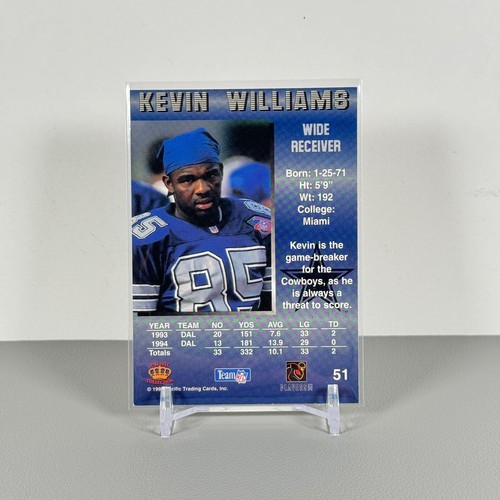 Tarjeta Pacific NFL 1995: KEVIN WILLIAMS #51 Gold Parallel | Dallas Cowboys WR - Imagen 2 de 2