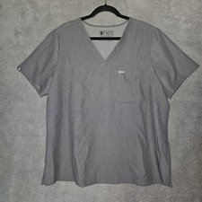Figs Scrub Top Women's 2X Gray V-Neck One Pocket Technical FW1000 XXL