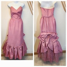 Vntg Unlabled Long Prom Gown szXS Measurements Given Dusty Pink Excellent Cond