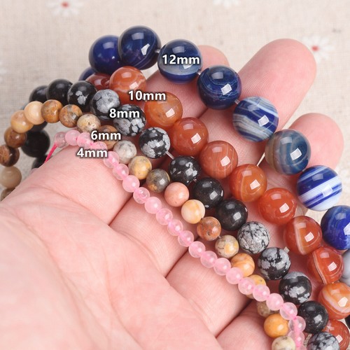 1 Strand Round 4mm 6mm 8mm 10mm 12mm Natural Stone Rock Gemstone Beads DIY Lot - Picture 2 of 44