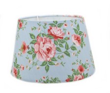 Lampenschirm E27 BLAU Blumen Rosen Vintage Shabby Landhaus Höhe 130mm Ø150 + 200