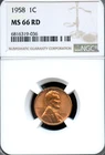 NGC - Wheat Cent - 1c - 1958 - MS-66 - RD