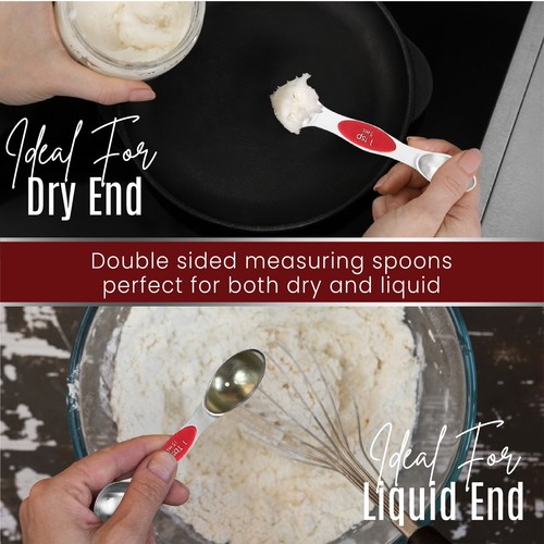 Magnetic Dual Sided Measuring Spoons w/ Leveler Stainless Kitchen Tool -Set of 9 - Picture 33 of 116