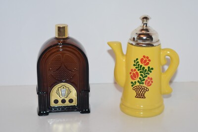 4 AVON BOTTLES - RADIO, COFFEE POT, BIRD OF PARADISE, EIFFEL TOWER - EMPTY