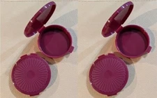TUPPERWARE 4 MULBERRY Clamshell Pill Keepers Tiny Treasures Party Gifts NEW