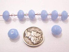 Blue Opal 6x9mm Faceted Puffy Rondelle Glass Beads