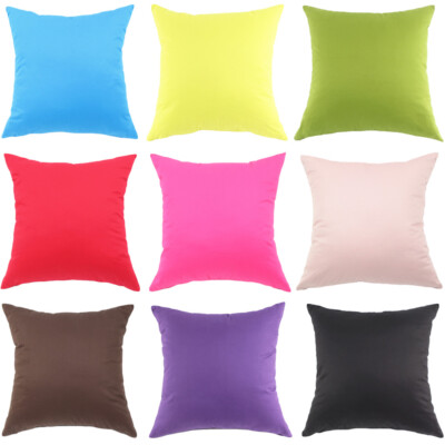 Cushion Cover Cotton Blend Sofa Car Office Home Solid Color Simple Pillowcase