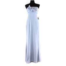 Show Me You Mumu Dusty Blue Bow Harper Gown S Bridesmaid Strapless Maxi Dress