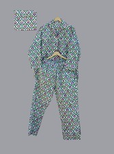 Indian hand block printed cotton pajama set Women night suit bridal pajama set.