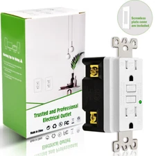 GFI Outlet 15 Amp GFCI Receptacle Tamper Weather Resistant LED Indicator w/Plate