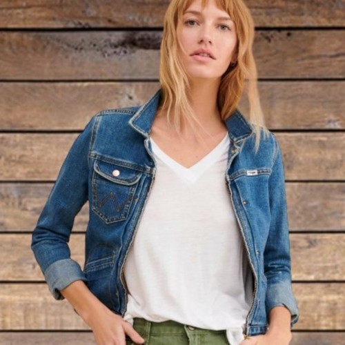 Wrangler Heritage Zip Distressed Blue 