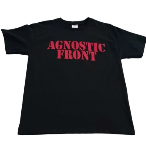 Vintage Agnostic Front New York Hardcore Punk Band DM Boots Graphic T-Shirt Sz L - Picture 1 of 6