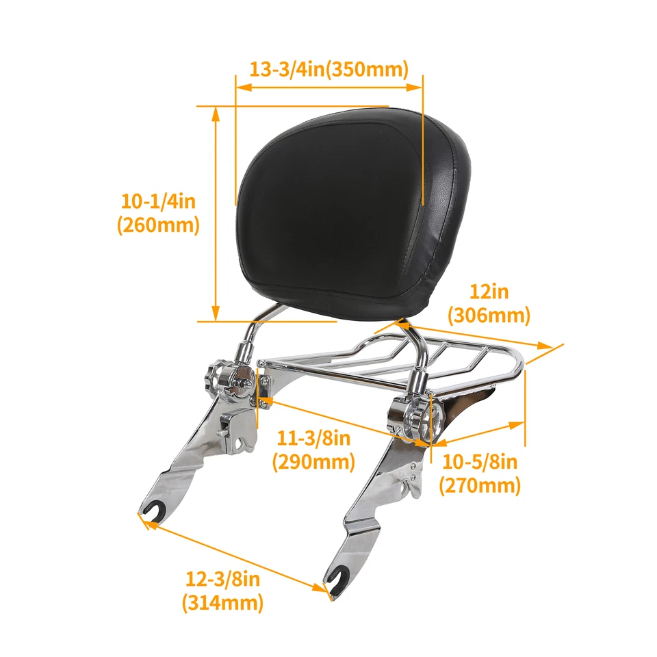 Portaequipajes Sissy Bar con respaldo para Harley Davidson Touring Road Glide 2009-2024 Foto 3 de 4